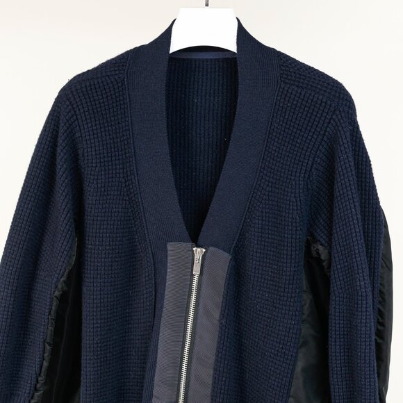 Sacai AW/17 Navy & Black Wool MA-1 Knit Cardigan - Picture 4 of 11